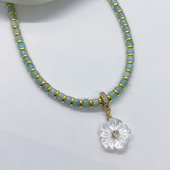 NEW FP x Luna Norte Mother Of Pearl & Amazonite Necklace - Picture 1 of 14